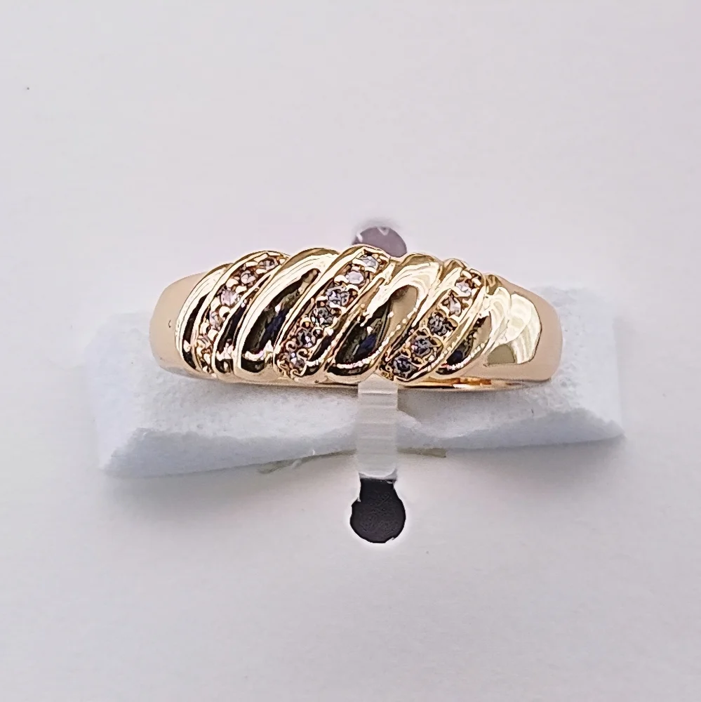 Sterling Forever Ring Size 9 Tonya 14K Gold Plated CZ Pavé Twisted Ring Gift New